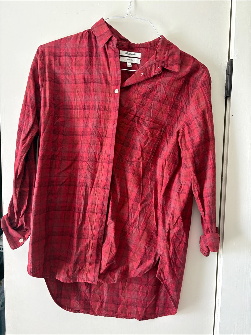 Madewell women’s Red Plaid Button-Down Shirt xs all cotton!